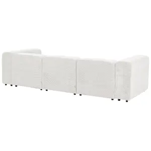 3 Seater Modular Corduroy Sofa White FALSTERBO