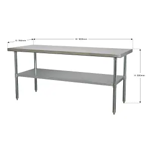 Sealey Stainless Steel Workbench 1.8 Meters Work Top 120kg Capacity AP1872SS