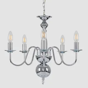 ValueLights Gothica Traditional 5 Way Chrome Flemish Style Ceiling Light Chandelier Fitting