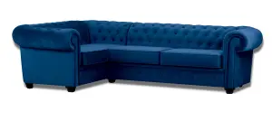 Chesterfield Style Mariot Corner Sofa Blue French Velvet (Left Hand Corner)