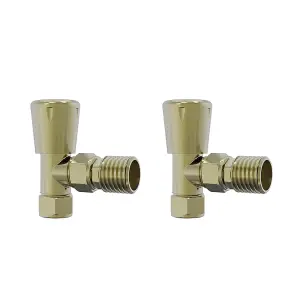 Right Radiators Brushed Brass Angled Lockshield Valve Towel Rail Radiator Valves Central Heating Taps