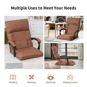 Costway Adjustable Floor Chair Gaming Floor Chair Lazy Sofa W/ Linkage Armrest