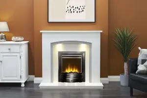 Acantha Amara Coal Electric Fire in Black Nickel with Remote Control