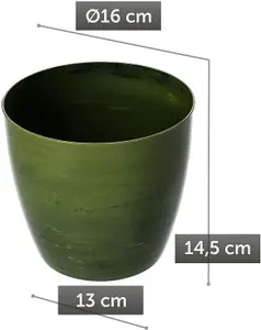 Flower Pots 6 Colours 4 sizes Marble Plastic Plant Pots Planter Deco Round Deco  Green 16cm