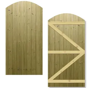 Premier Garden Supplies Pedestrian Gate 180cm (6ft) High x 90cm Wide Tongue & Groove Arch Top Semi-Braced Single Swing Gate