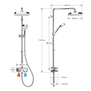 Mira Form dual outlet Gloss Chrome effect Rear fed Thermostatic Mixer Shower