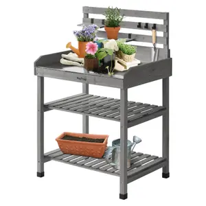 VegTrug Raised Wooden Potting Table- Grey Wash (FSC 100%)