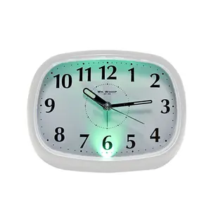 Analogue Quartz Movement / Crystal Alarm Tabletop Clock in White/Black