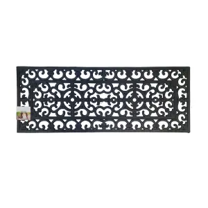 simpa Heavy Duty Rubber Door Mat - Set of 2 Large Mat 120cm (L) x 45cm (W). Wrought Iron Style Design.