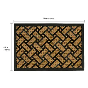 JVL Alba Woven Tuffscrape Doormat, 40x60cm, Parquet