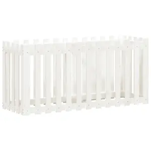 Berkfield Garden Raised Bed with Fence Design White 150x50x70 cm Solid Wood Pine