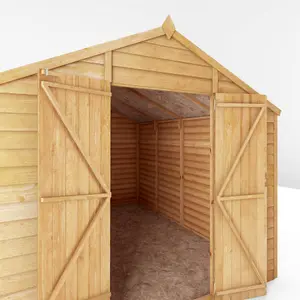 Waltons Garden Shed 10 x 8 Overlap Apex Double Door Windowless Wooden Outdoor Storage Building