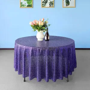 Neel Blue 120 Inch Round Sequin Tablecloth, Purple