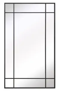 MirrorOutlet Fenestra - Black Contemporary Wall and Leaner Mirror 71" X 43" (180 x 110CM)