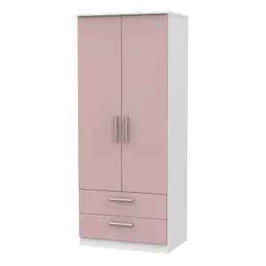 Harrow 2 Door 2 Drawer Wardrobe in Kobe Pink & White (Ready Assembled)