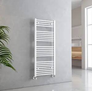 EMKE Towel Radiator for Bathroom Modern Straight Heated Towel Rail Radiator White 1200x500mm