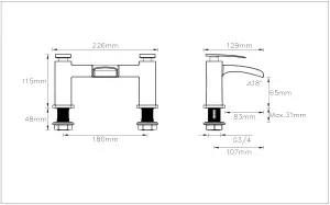 GoodHome Kellan Manual Bath Filler Tap