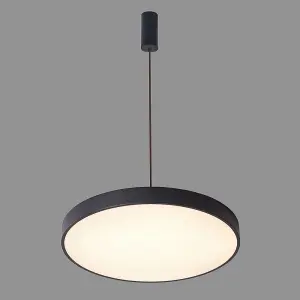 Luminosa Modern LED Hanging Pendant Black, Warm White 3000K 3600lm