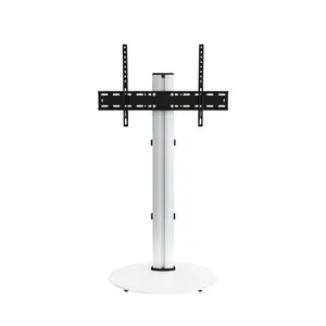 AVF Eno 60cm Pedestal TV Stand, for TVs 32-55" - Silver & White Glass