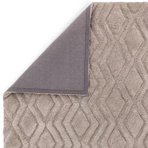 Dark Beige Modern Shaggy Easy to Clean Geometric Dining Room Bedroom And Living Room Rug-120cm X 170cm