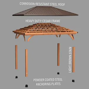 Backyard Discovery Barrington 100% Cedar Wood Patio Gazebo 4.8m x 3.6m (16ft x 12ft)