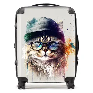 Siberian Cat Face Splashart Suitcase - Large