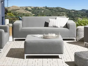 Outdoor Upholstered Sofa Garden Sofa ROVIGO Polyester Grey 3 Seater