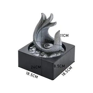 Grey Resin Electric Tabletop Water Fountain Water Feature with LED Light