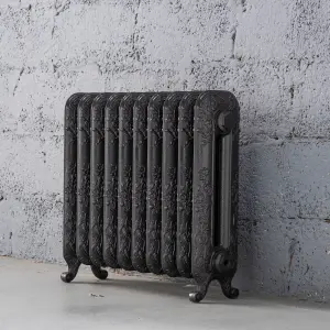 Arroll Daisy Cast iron Pewter 10 Column Radiator, (W)684mm x (H)597mm