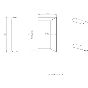 2x Mitred Round Bar Pull Handle 106 x 10mm 96mm Fixing Centres Satin Steel