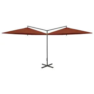 Berkfield Double Parasol with Steel Pole Terracotta 600 cm