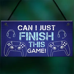 Red Ocean Finish This Game - Gaming Accessories - Hanging Games Room Boys Bedroom Signs - Gamer Gifts For Son Brother