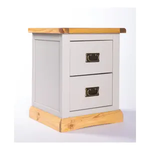 Bomporto 2 Drawer Bedside Table Brass Drop Handle