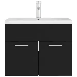 Berkfield Sink Cabinet with Built-in Basin Black Engineered Wood