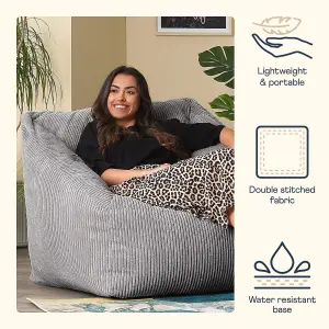 icon Morgan Corduroy Armchair Bean Bag Grey Giant Bean Bag Chair