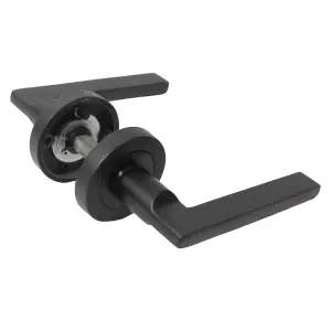 UNO Door Handle Modern Matt Black Lever on Rose Internal Internal Handles + 64mm Latch