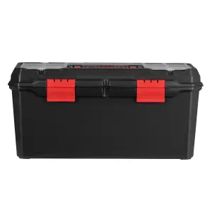 Hardys 19" Large Plastic Tool Box Organiser - 12 Compartment Tool Chest, Removable Tote Tray, Fixing & Fastenings Storage Case