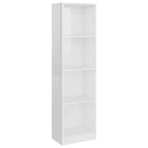 Berkfield 4-Tier Book Cabinet High Gloss White 40x24x142 cm Engineered Wood