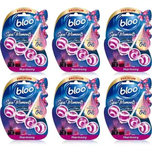 Bloo Toilet Rim Block Harmony Spa Essential Oils 50gm x 6