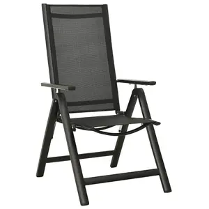 Berkfield Folding Garden Chairs 2 pcs Textilene and Aluminium Black