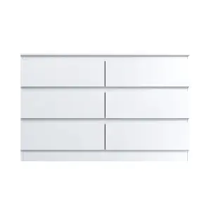 White Chest Of 6 Drawers Scratch Resistant Bedroom Furniture