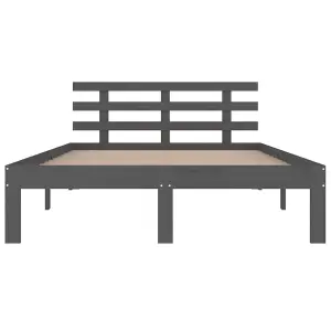 Berkfield Bed Frame Grey Solid Wood 135x190 cm Double