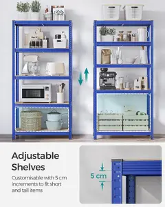 Garage Shelving, 5-Tier Storage Rack, 180 x 90 x 40 cm Max. Load 875 kg (175 kg per Tier), Shelving Unit, Adjustable Shelves, Blue