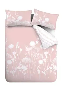 Catherine Lansfield Bedding Meadowsweet Floral Duvet Cover Set with Pillowcases Blush Pink