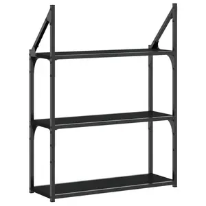 3 Piece Floating Shelf Black / 78.5 cm H x 23.62 cm W x 21 cm D