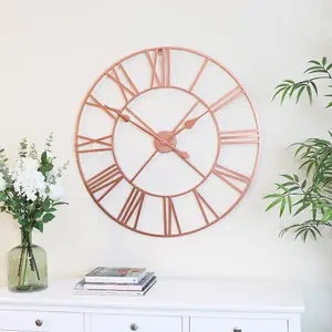 Melody Maison Extra Large Copper Metal Skeleton Clock 100cm x 100cm