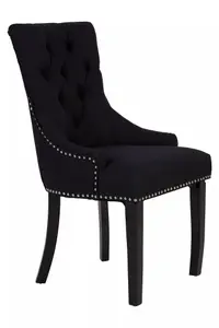 Interiors by Premier Black linen Dining Chair, Comfortable High Back Office Chair, Aesthetic Linen chair for Living Room