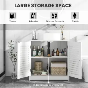 COSTWAY Under Sink Cabinet Freestanding Bathroom Vanity Cabinet w/ 2 Shutter Doors