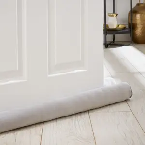 Catherine Lansfield Kingsley Matt Velvet Double Sided Under Door Draught Excluder Silver Grey