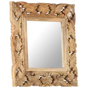 Berkfield Hand Carved Mirror Brown 50x50 cm Solid Mango Wood